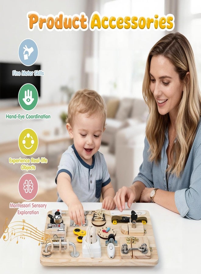 Azoravio Busy Board for Toddlers 1 2 3 4 Year Old - Large Montessori Sensory Toys, Wooden Fidget Activity Board for Boys and Girls, Motor Skills Gifts for ADHD & Autistic Children Kids - Image 3